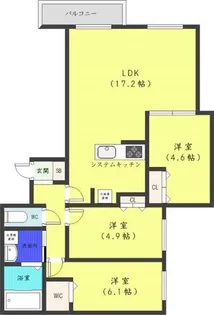 アルファスクエア円山2条【2階】の間取り