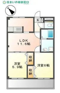 愛知県高浜市湯山町1丁目【アパート】の間取り