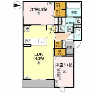D-residence墨江【1階】の間取り