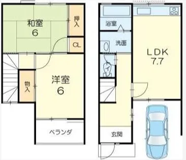 ロレーヌハイツ宝殿2×4-2【102号室】の間取り