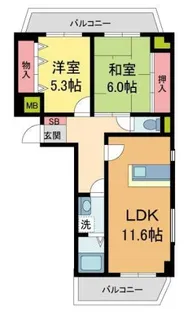 プリムローズ逆瀬川【303号室】の間取り