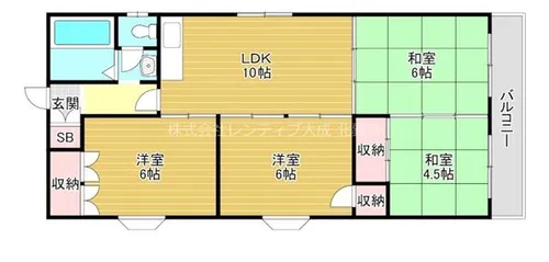 大阪府大阪市生野区中川西1丁目【マンション】の間取り