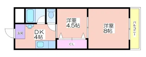 トーカイプラザ壱号館【2階】の間取り