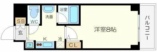 QCフラット北堀江【9階】の間取り