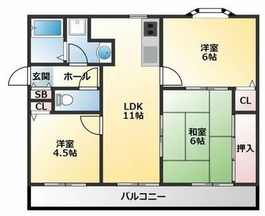 ウエストリバーⅡ【3階】の間取り