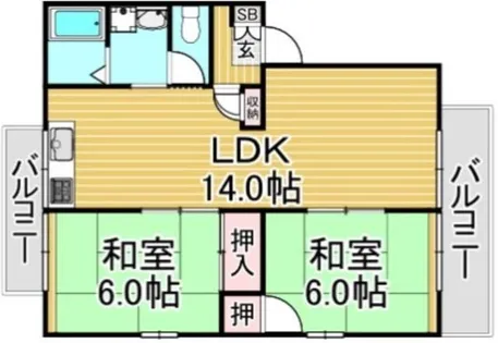 福岡県福岡市博多区光丘町2丁目【アパート】の間取り