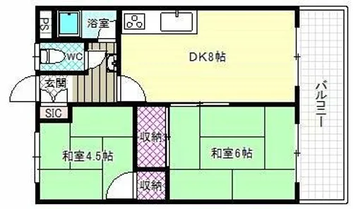 西浦ビューハイツ【2階】の間取り