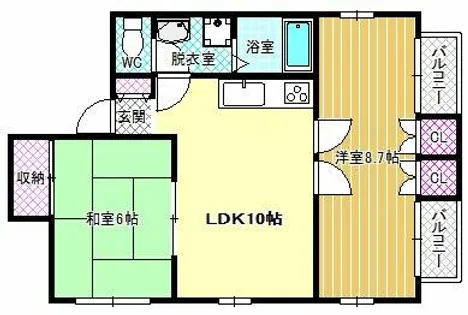 ラ・コートはびきの【3階】の間取り