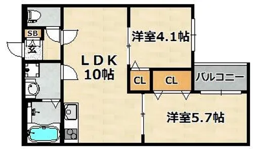 D porta violet【2階】の間取り
