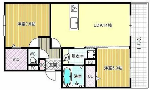 パルコートリバーサイド【2階】の間取り