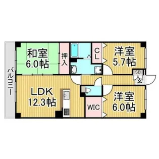 福岡県大野城市川久保1丁目【マンション】の間取り