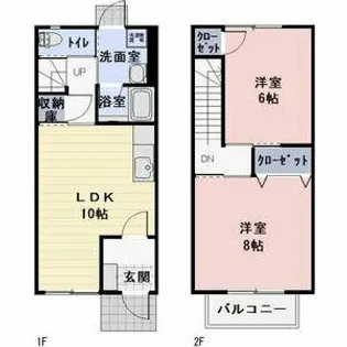 愛知県名古屋市守山区吉根2丁目【テラスハウス】の間取り