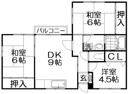 旭ヶ丘コーポ【1階】の間取り