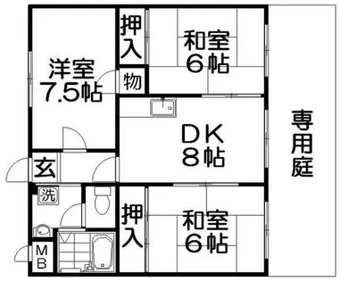 ハイメゾン中西B棟【1階】の間取り