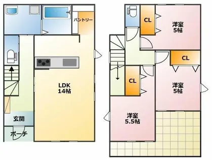愛知県豊橋市牟呂町字東里【一戸建】の間取り
