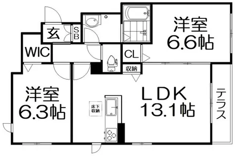 サンヴィアンテ長尾【102号室】の間取り