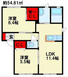 サン・ヴィレッジ B棟【1階】の間取り