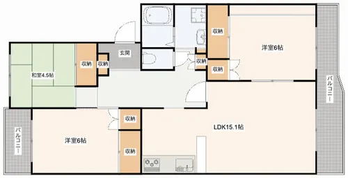 ECLARGE B棟【B402号室】の間取り