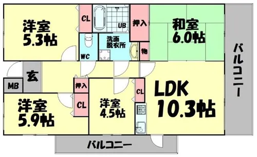 WEST関空泉南ハイツ【11階】の間取り