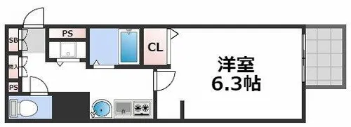 プレサンス難波南アーバニッシュ【9階】の間取り