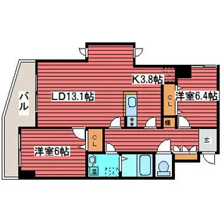 ヴィラ福住【5階】の間取り