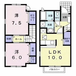 サウスコート楠【1階】の間取り
