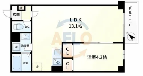 SOLASIA residence 九条【4階】の間取り