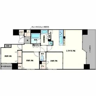 プレサンスロジェ難波GRANDWEST【10階】の間取り