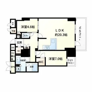 ジオタワー新町【27階】の間取り