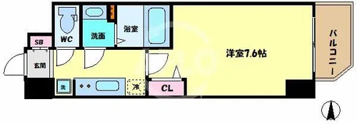 ララプレイス難波ガルテン【11階】の間取り