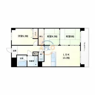 パインコート江坂Ⅰ【3階】の間取り