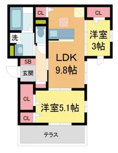 コンフォール甲子園口【102号室】の間取り