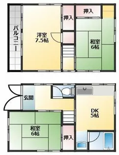大阪府羽曳野市古市6丁目【一戸建】の間取り