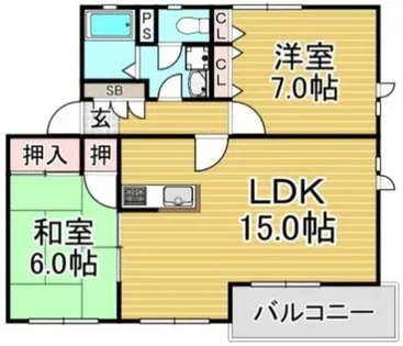 福岡県春日市上白水2丁目【アパート】の間取り