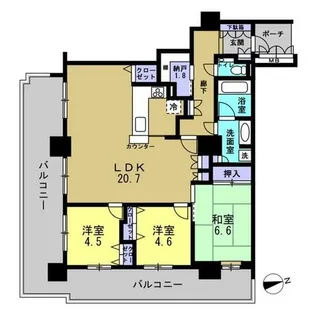 エイヴィスタワー西宮【1103号室】の間取り