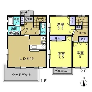 パインガーデン芦屋川PH II B棟【B2号室】の間取り