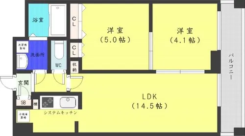 パークアクシス札幌植物園前【14階】の間取り