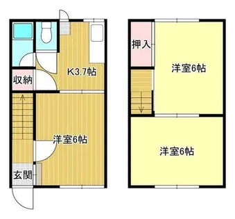 鶴乃苑(メゾネット)【13号室】の間取り