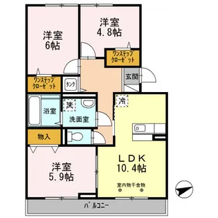 セジュールアカネ B棟【B202号室】の間取り