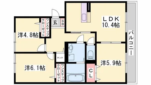 セジュールアカネ B棟【B201号室】の間取り