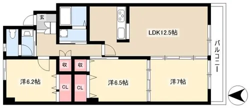 サンシティ貴船【102号室】の間取り