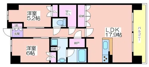 大阪ベイレジデンス(リブリーコート)【1517号室】の間取り