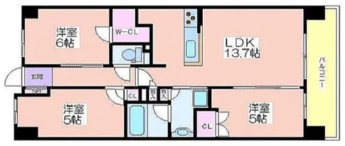 大阪ベイレジデンス(リブリーコート)【1418号室】の間取り