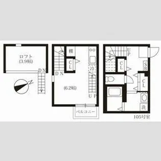 ハーモニーテラス松葉町【105号室】の間取り