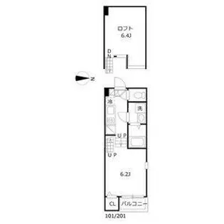 ハーモニーテラス十番【202号室】の間取り