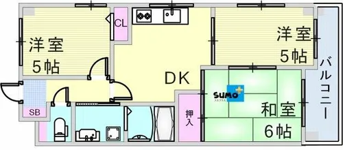 Sメゾン魚住【1階】の間取り