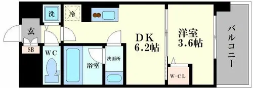リヴェント難波サウス【13階】の間取り