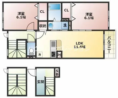兵庫県尼崎市名神町3丁目【アパート】の間取り