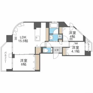 グランファーレ伏見グランシャリオ【6階】の間取り