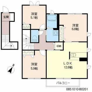 福岡県福岡市南区高宮4丁目【アパート】の間取り